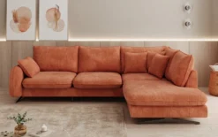 Designer Ecksofa Laguna mit Metallfüße in Cord