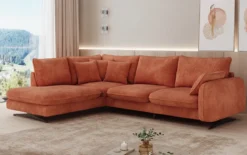 Designer Ecksofa Laguna mit Metallfüße in Cord