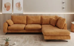 Designer Ecksofa Laguna mit Metallfüße in Cord