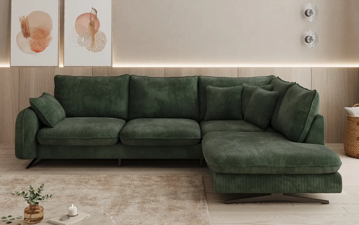 Designer Ecksofa Laguna mit Metallfüße in Cord