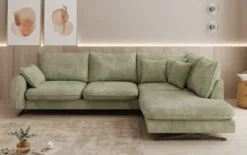Designer Ecksofa Laguna mit Metallfüße in Cord