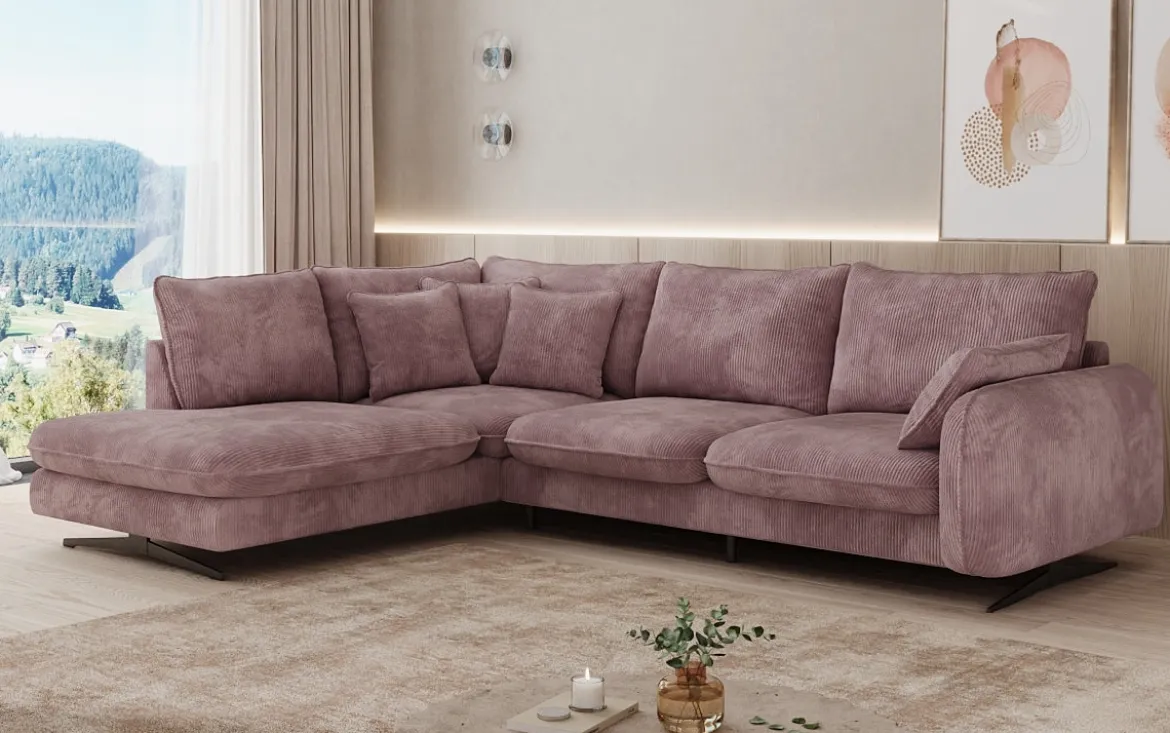 Designer Ecksofa Laguna mit Metallfüße in Cord