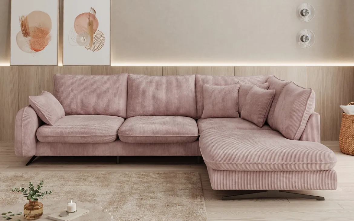 Designer Ecksofa Laguna mit Metallfüße in Cord