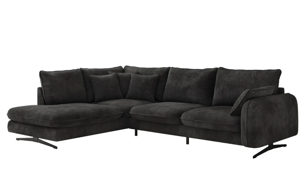 Designer Ecksofa Laguna mit Metallfüße in Cord
