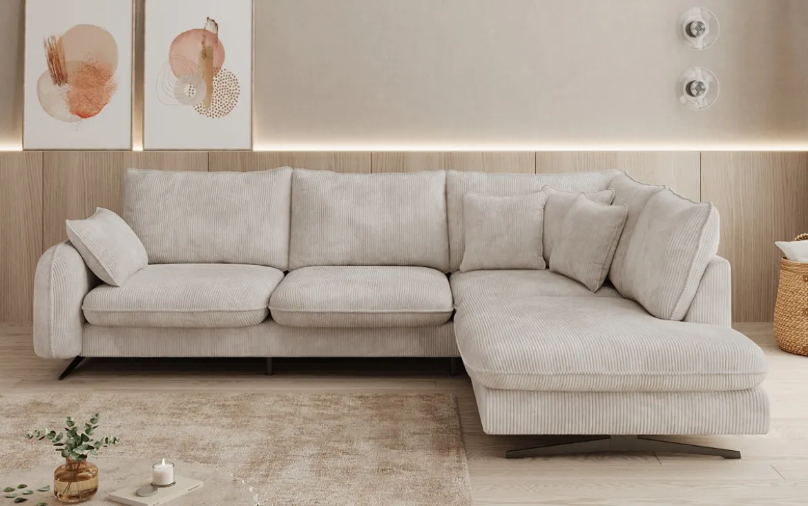 Designer Ecksofa Laguna mit Metallfüße in Cord