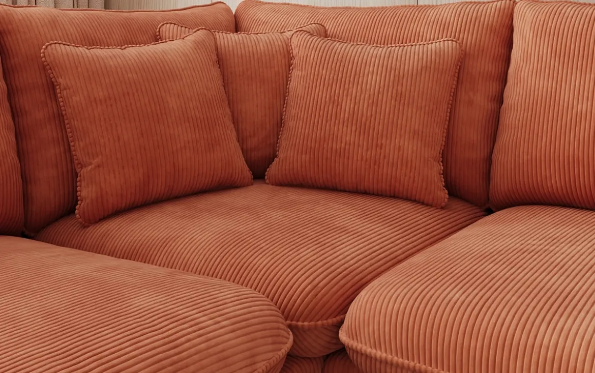 Designer Ecksofa Laguna mit Metallfüße in Cord