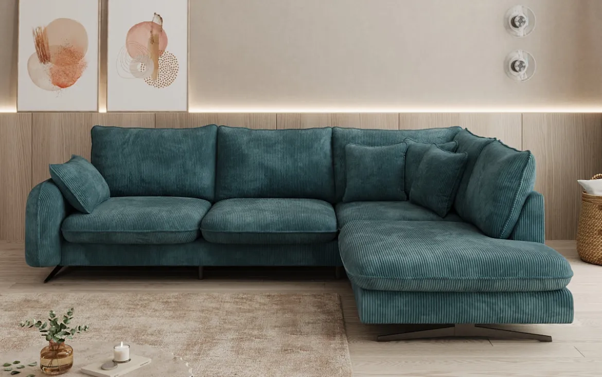 Designer Ecksofa Laguna mit Metallfüße in Cord