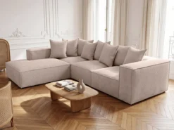Designer Ecksofa Largo mit langer Ottomane in Cord