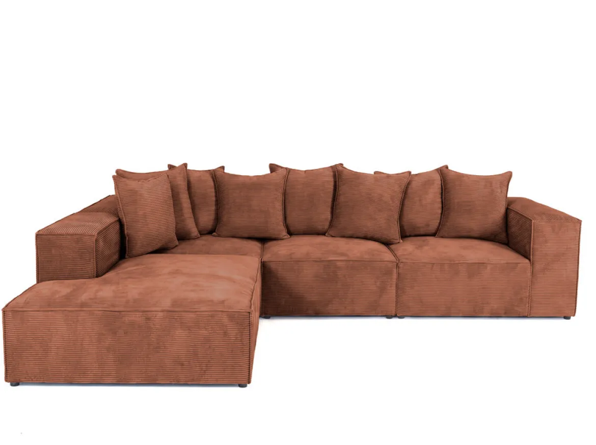 Designer Ecksofa Largo mit langer Ottomane in Cord
