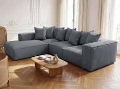 Designer Ecksofa Largo mit langer Ottomane in Cord