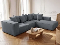 Designer Ecksofa Largo mit langer Ottomane in Cord