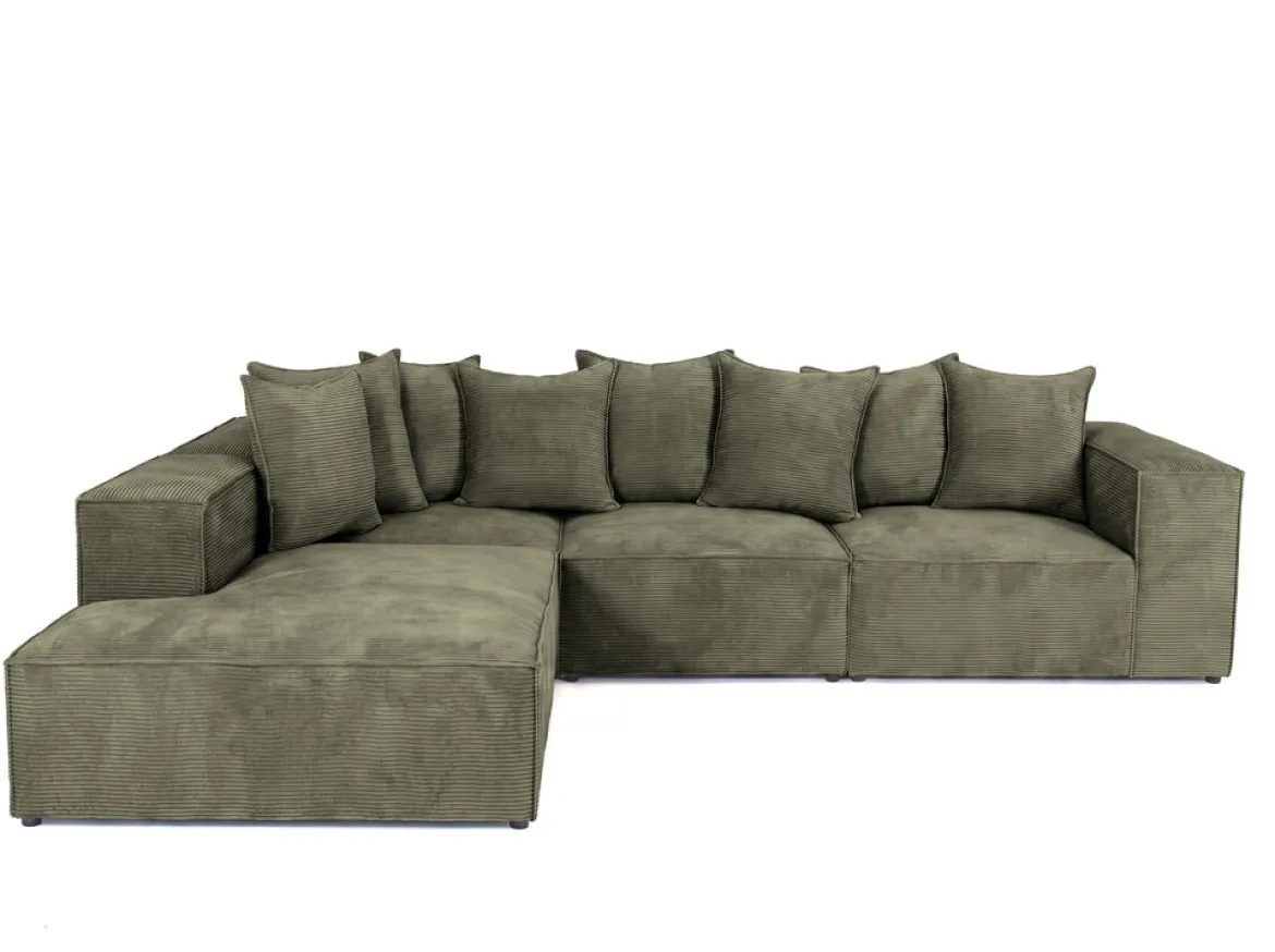 Designer Ecksofa Largo mit langer Ottomane in Cord