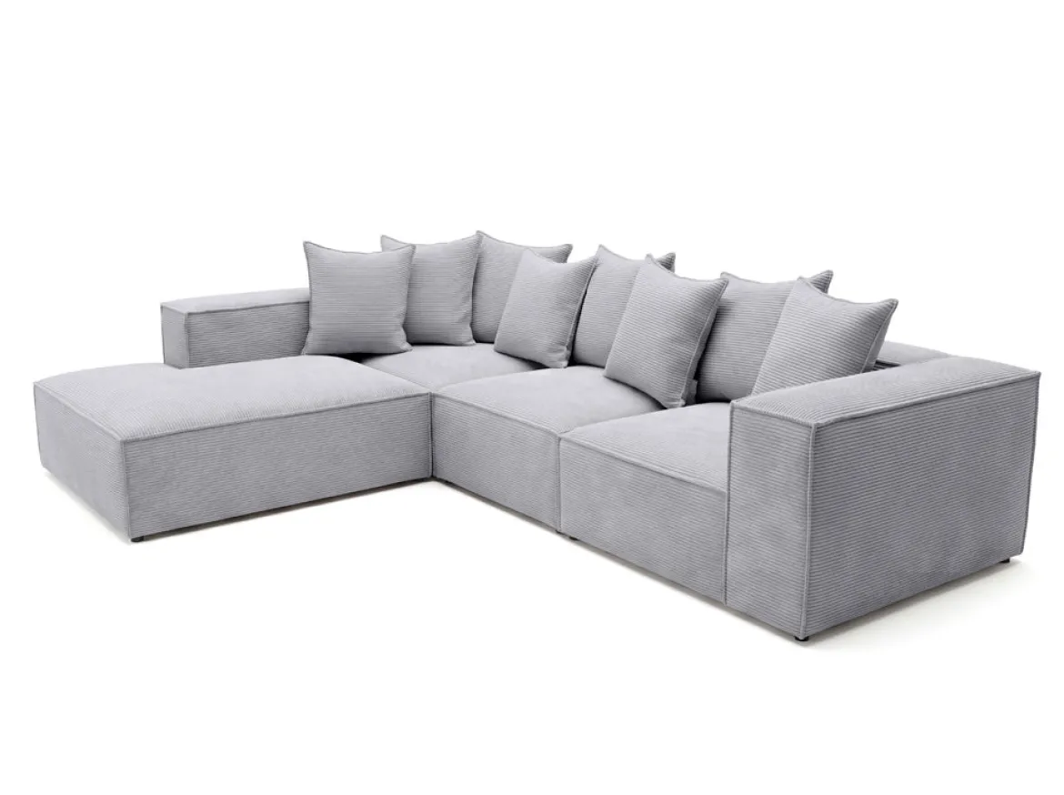 Designer Ecksofa Largo mit langer Ottomane in Cord