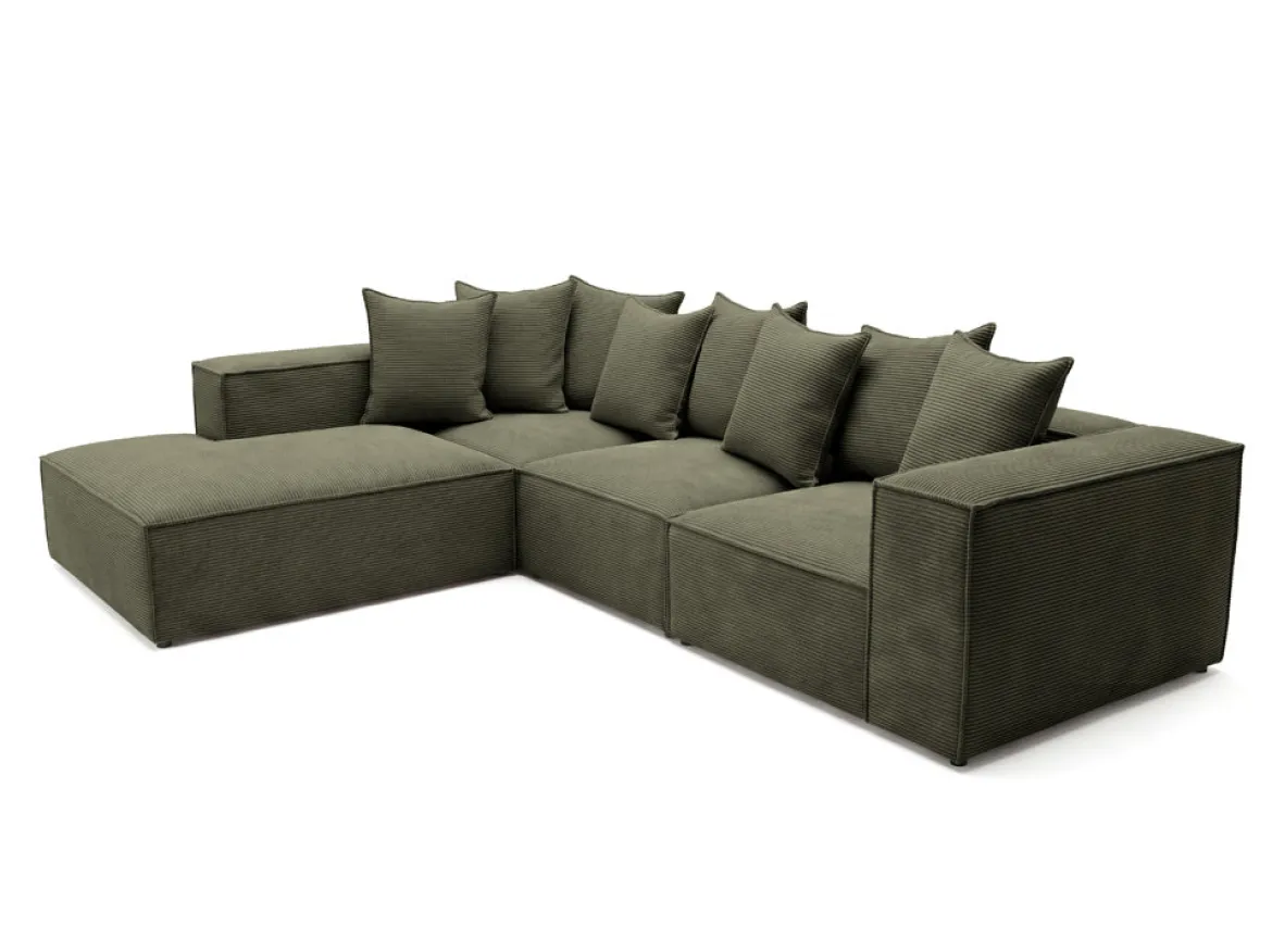 Designer Ecksofa Largo mit langer Ottomane in Cord