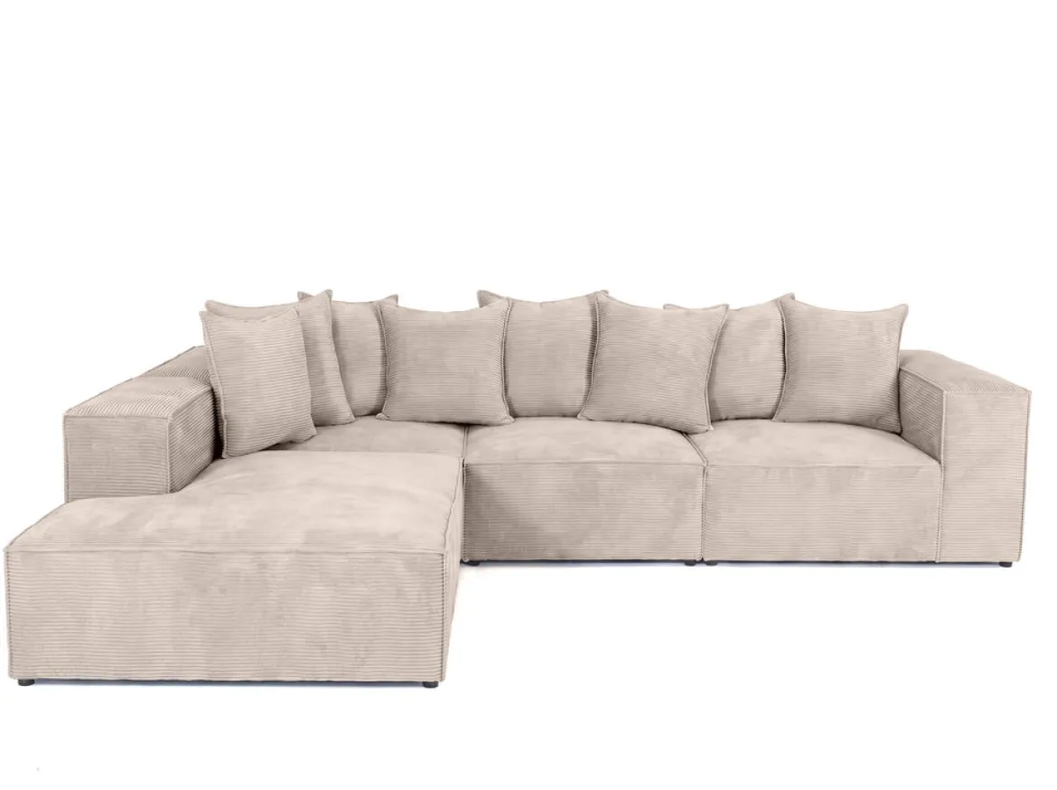 Designer Ecksofa Largo mit langer Ottomane in Cord