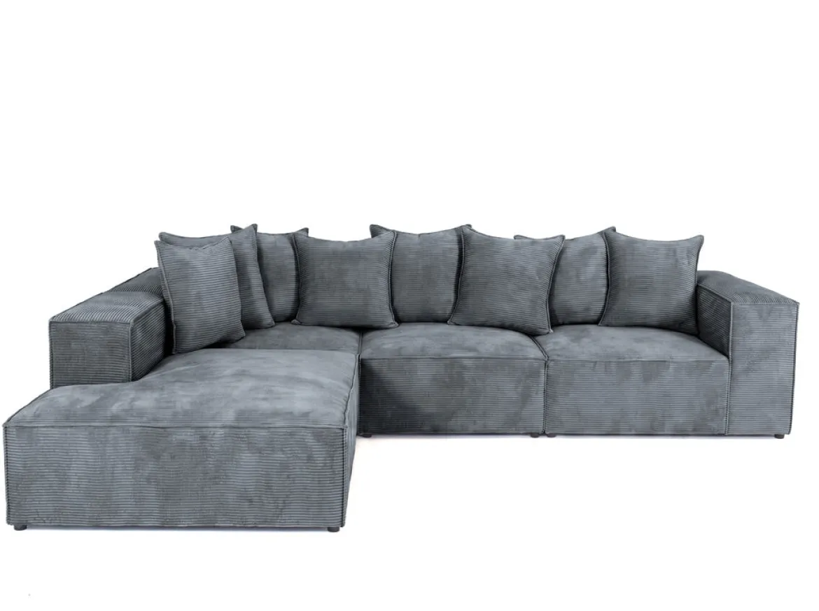 Designer Ecksofa Largo mit langer Ottomane in Cord