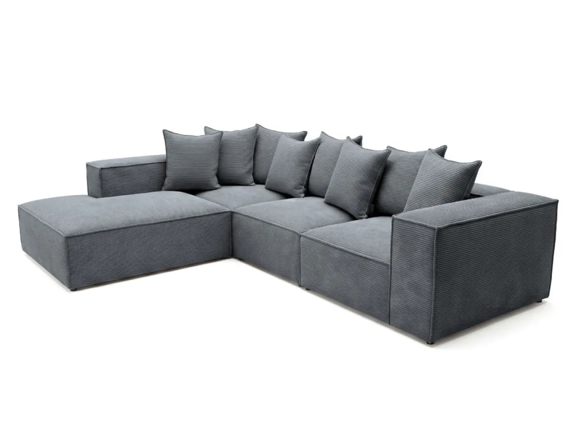 Designer Ecksofa Largo mit langer Ottomane in Cord