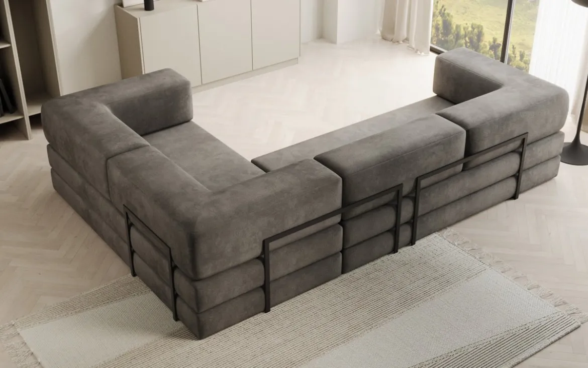 Designer Ecksofa Lazy geschlossen in Samt
