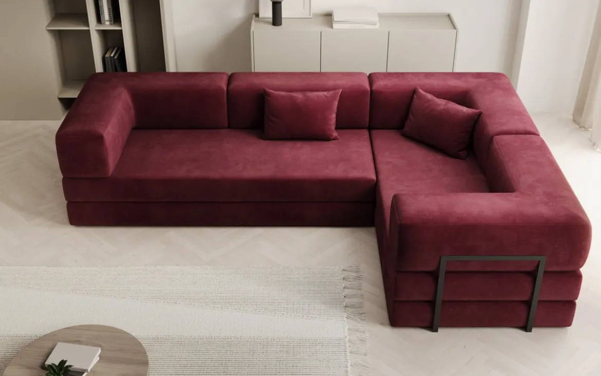 Designer Ecksofa Lazy geschlossen in Samt