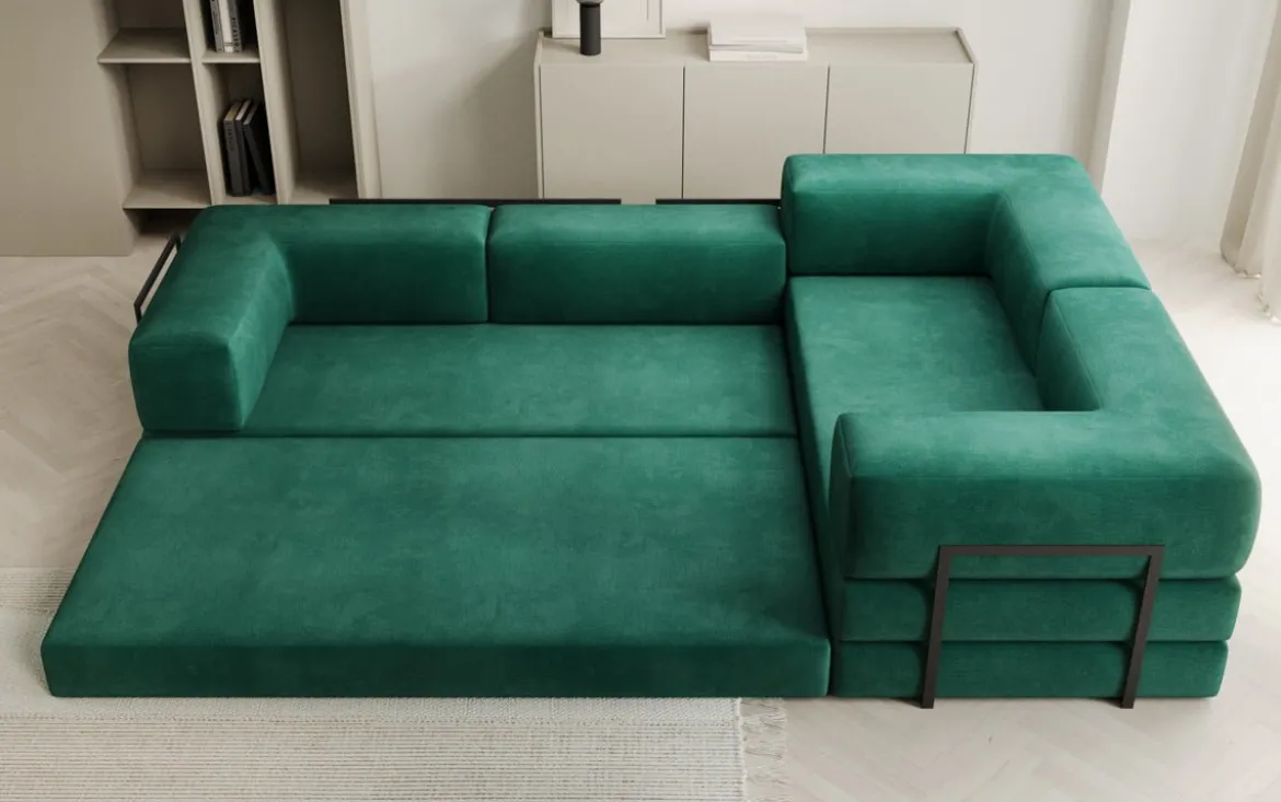 Designer Ecksofa Lazy geschlossen in Samt