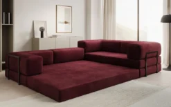 Designer Ecksofa Lazy geschlossen in Samt