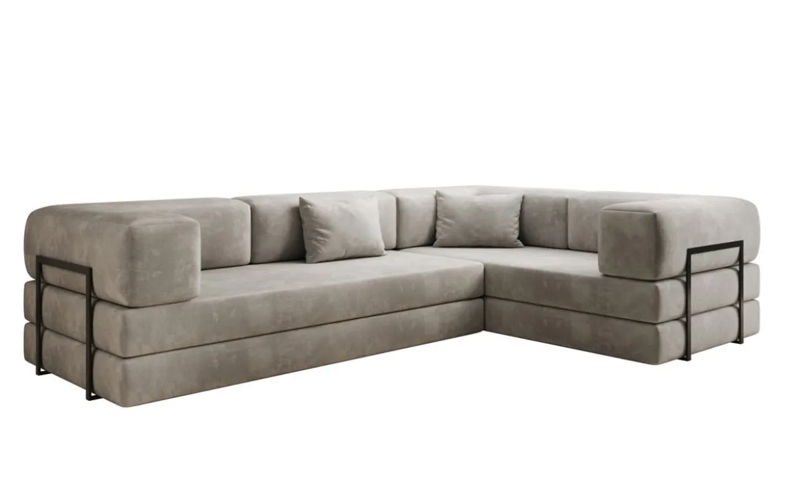 Designer Ecksofa Lazy geschlossen in Samt