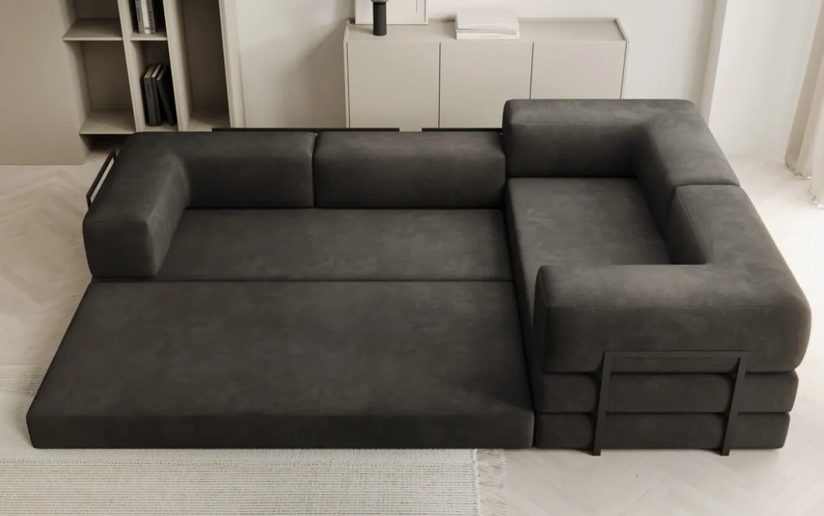Designer Ecksofa Lazy geschlossen in Samt