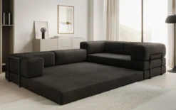Designer Ecksofa Lazy geschlossen in Samt