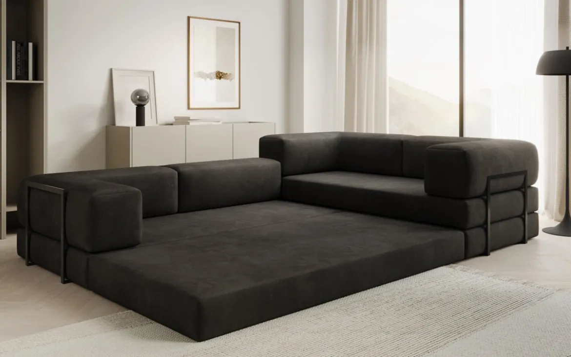 Designer Ecksofa Lazy geschlossen in Samt