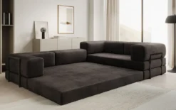 Designer Ecksofa Lazy geschlossen in Samt