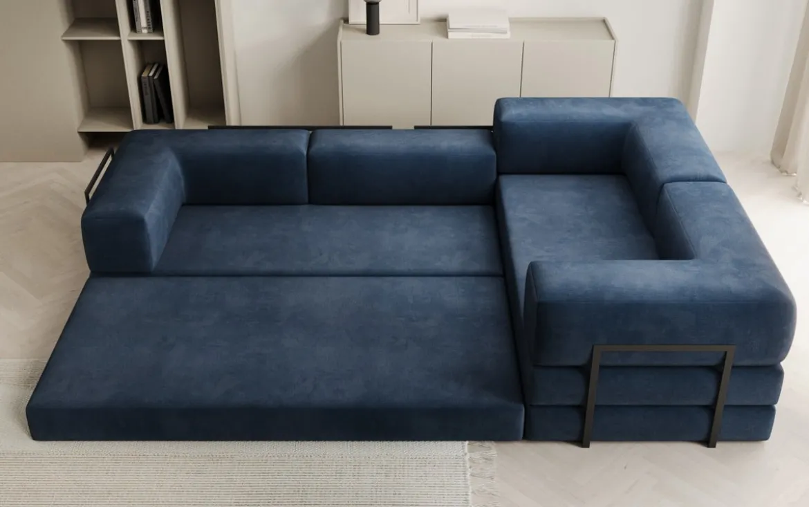 Designer Ecksofa Lazy geschlossen in Samt