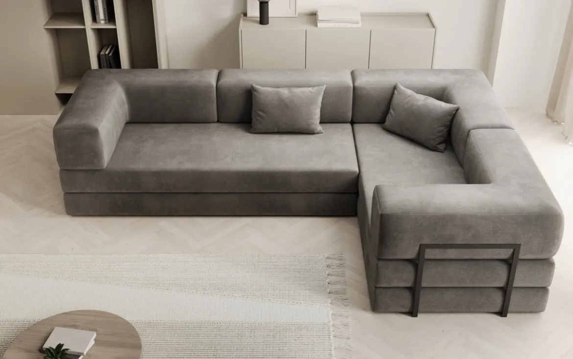Designer Ecksofa Lazy geschlossen in Samt