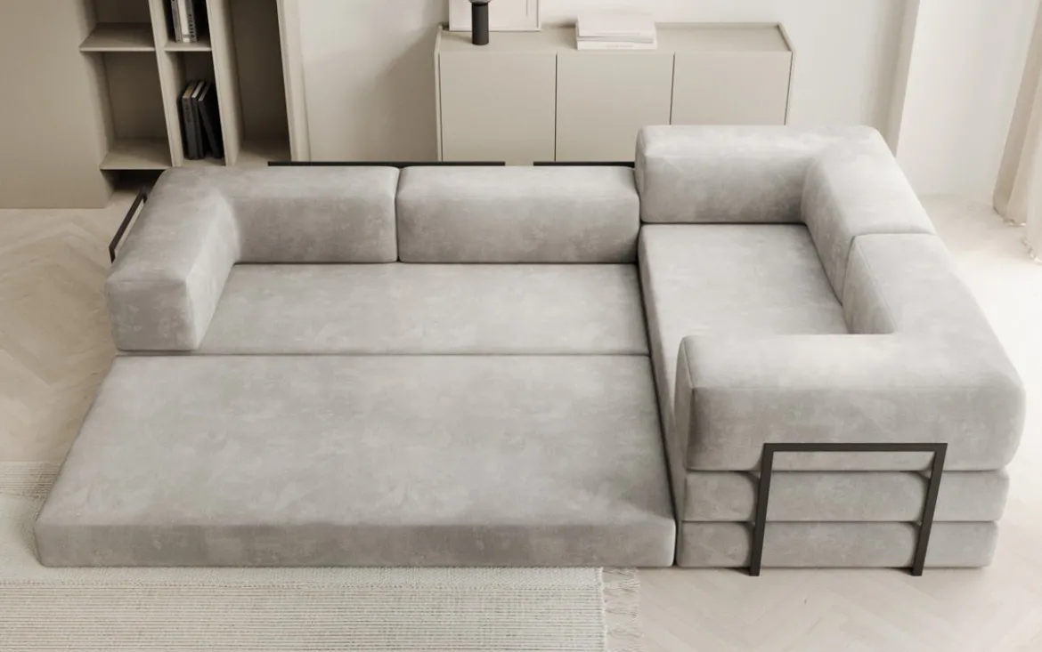 Designer Ecksofa Lazy geschlossen in Samt