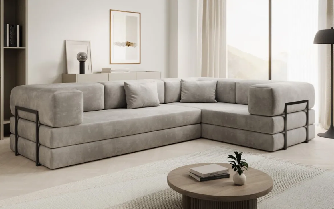 Designer Ecksofa Lazy geschlossen in Samt