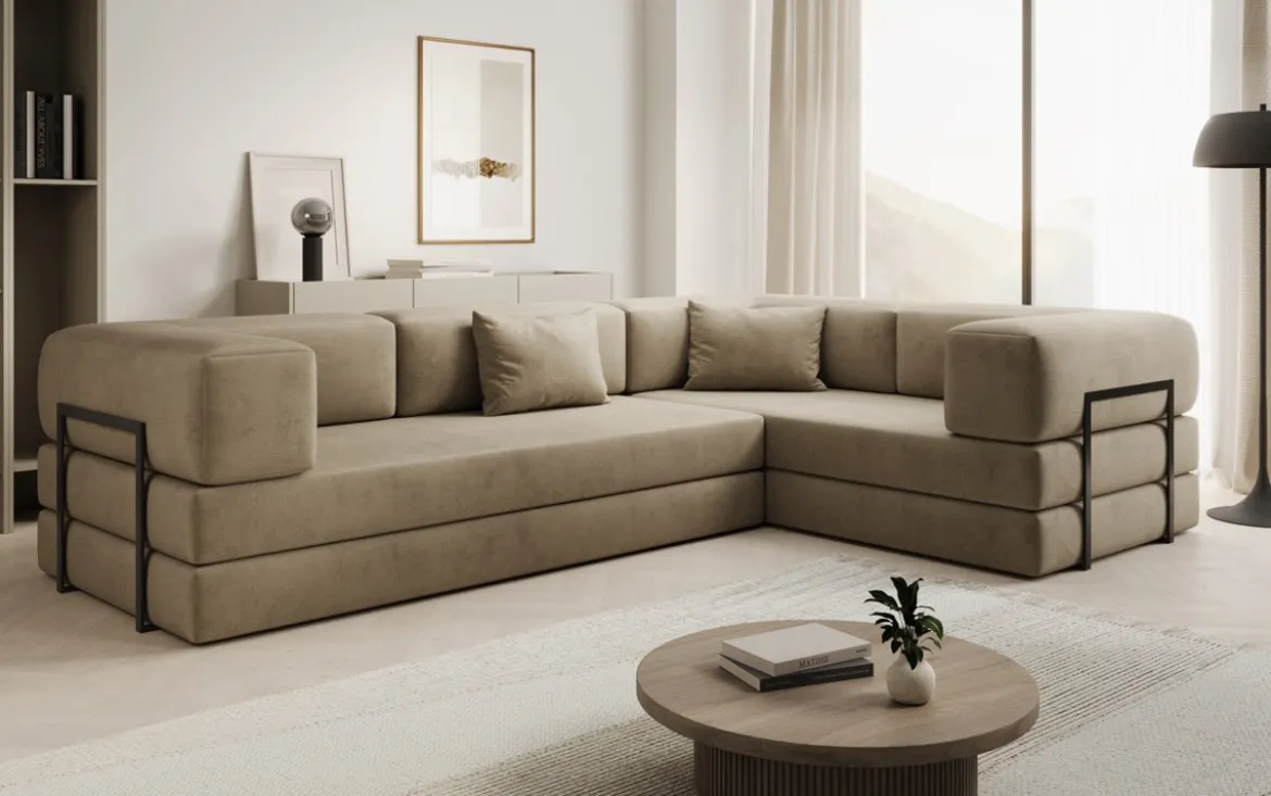 Designer Ecksofa Lazy geschlossen in Samt