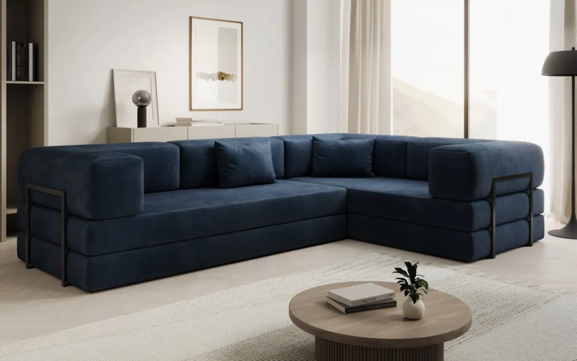Designer Ecksofa Lazy geschlossen in Samt