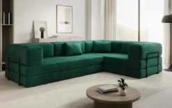 Designer Ecksofa Lazy geschlossen in Samt