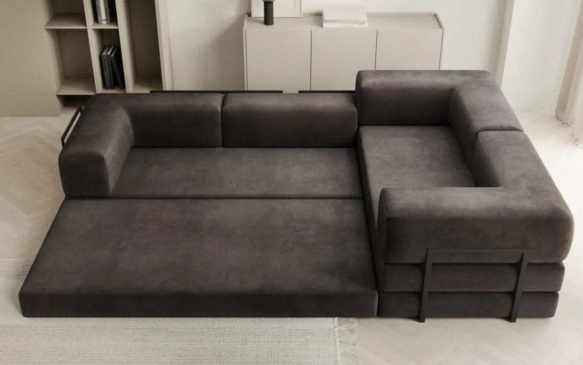 Designer Ecksofa Lazy geschlossen in Samt