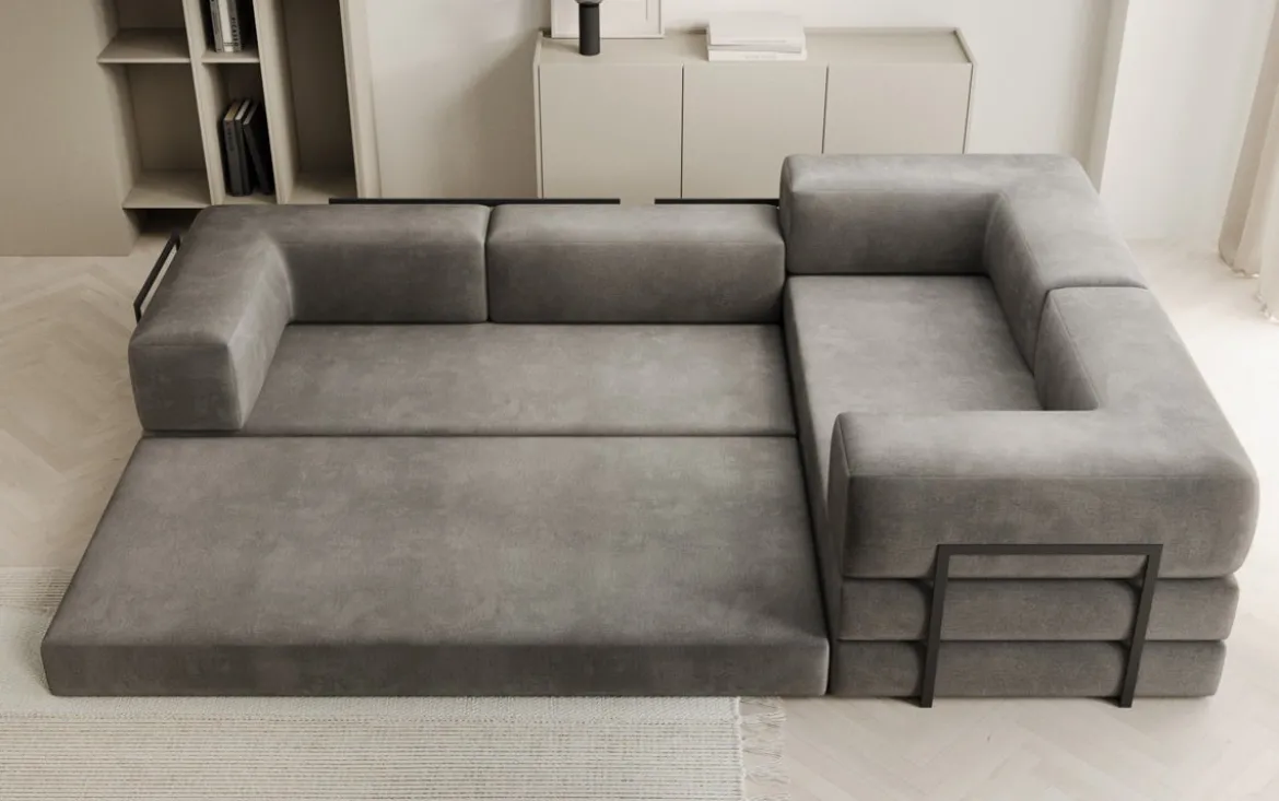 Designer Ecksofa Lazy geschlossen in Samt