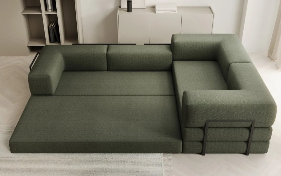 Designer Ecksofa Lazy geschlossen in Bouclé