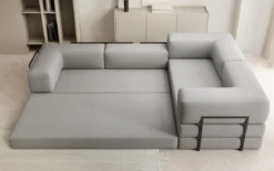 Designer Ecksofa Lazy geschlossen in Bouclé