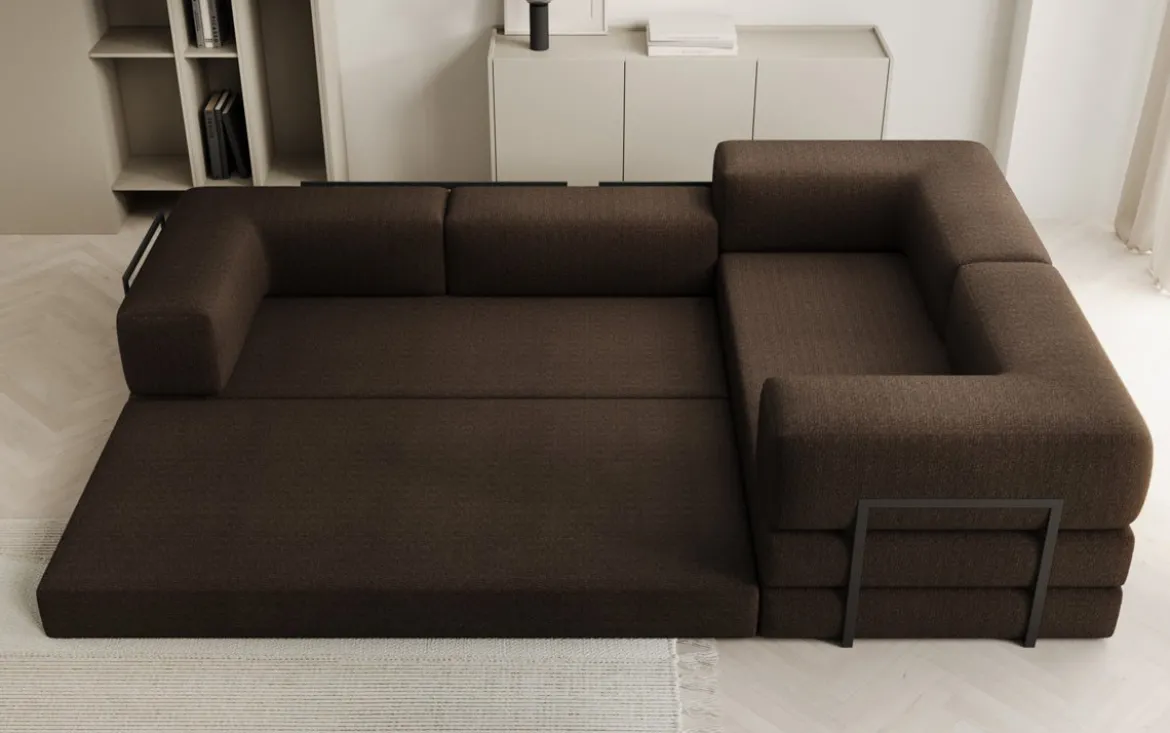 Designer Ecksofa Lazy geschlossen in Bouclé