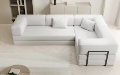 Designer Ecksofa Lazy geschlossen in Bouclé