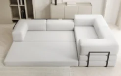 Designer Ecksofa Lazy geschlossen in Bouclé