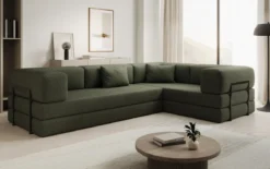 Designer Ecksofa Lazy geschlossen in Bouclé