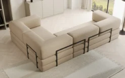 Designer Ecksofa Lazy geschlossen in Bouclé