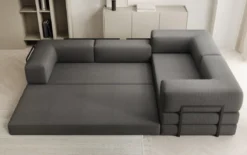 Designer Ecksofa Lazy geschlossen in Bouclé