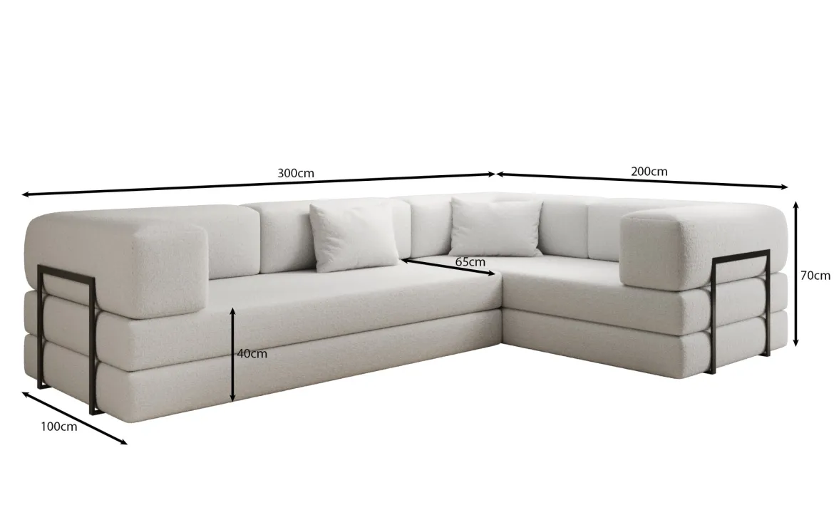 Designer Ecksofa Lazy geschlossen in Bouclé
