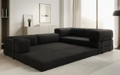 Designer Ecksofa Lazy geschlossen in Bouclé