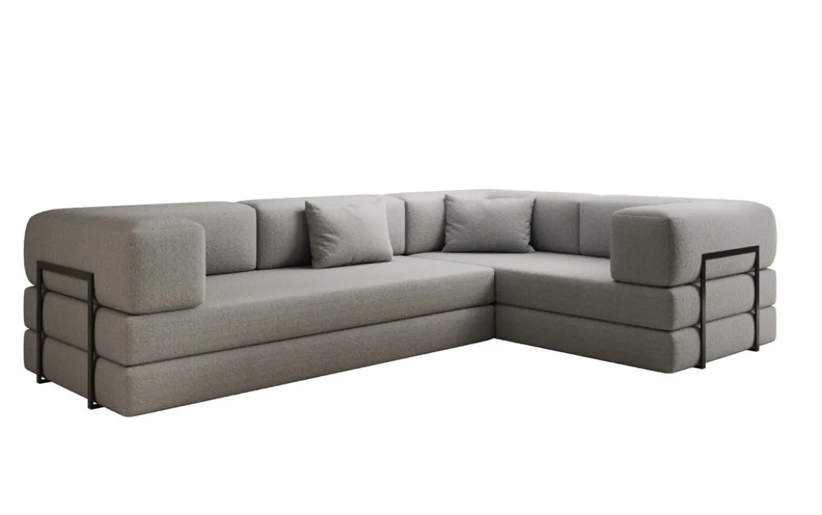 Designer Ecksofa Lazy geschlossen in Bouclé